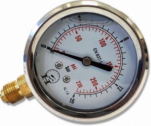 Manometr glicerynowy Zegar dolny GZ 1/4 Tarcza 63mm 16Bar