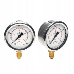 Manometr glicerynowy Zegar dolny GZ 1/4 Tarcza 63mm 400Bar