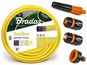 WĄŻ OGRODOWY SUNFLEX MOCNY 1/2'' 30m / ZESTAW